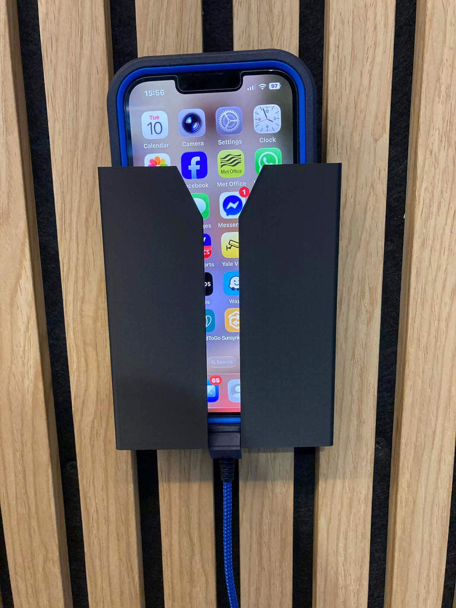 Mobile Phone Charging Holder for Acoustic Wood Wall Panel