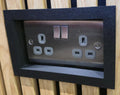 Acoustic Wood Panel Double Socket Surround 13amp Electric Plug Surround